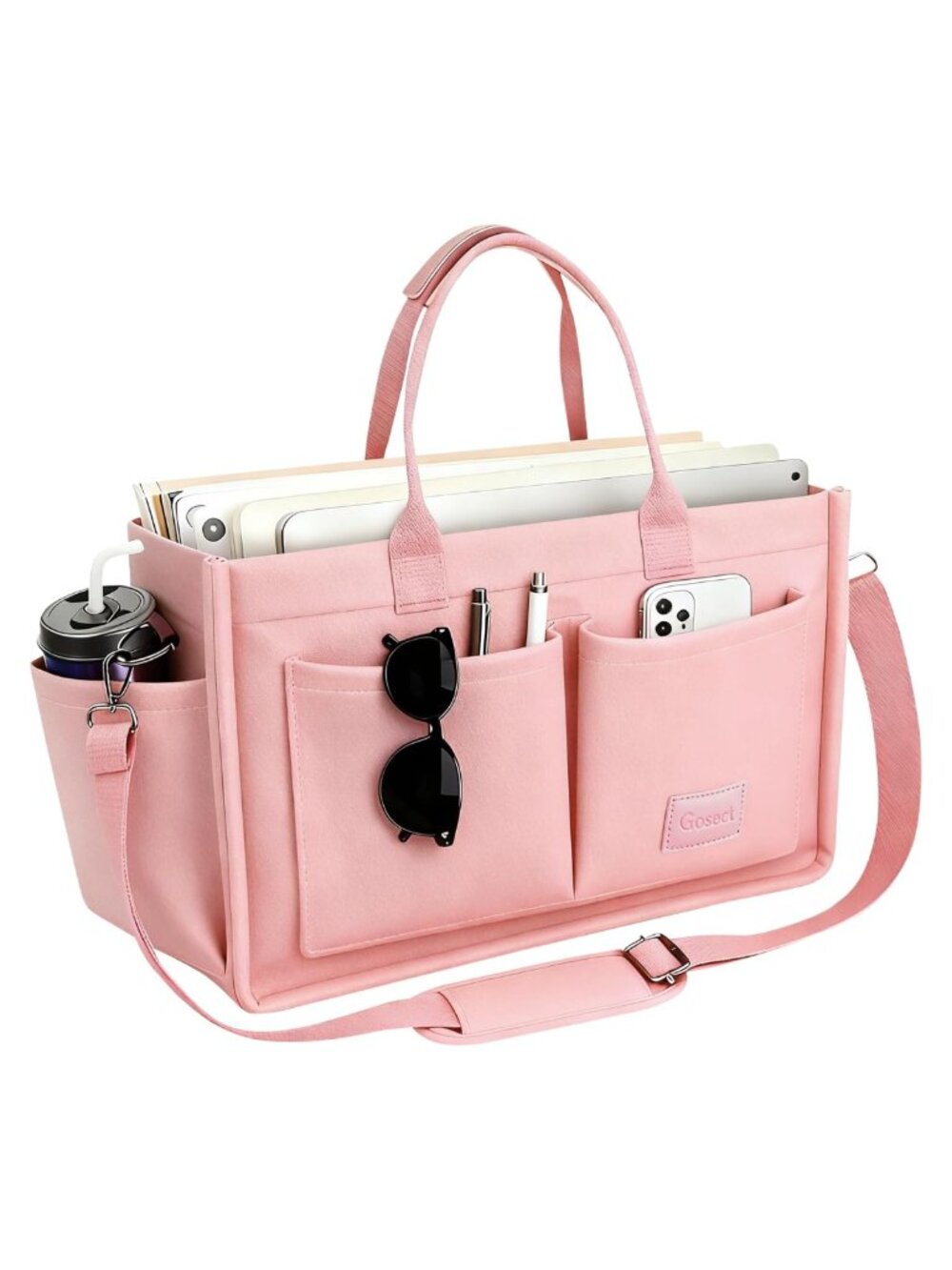 Canvas Multi-Pocket Convertible Tote Laptop Shoulder Bag